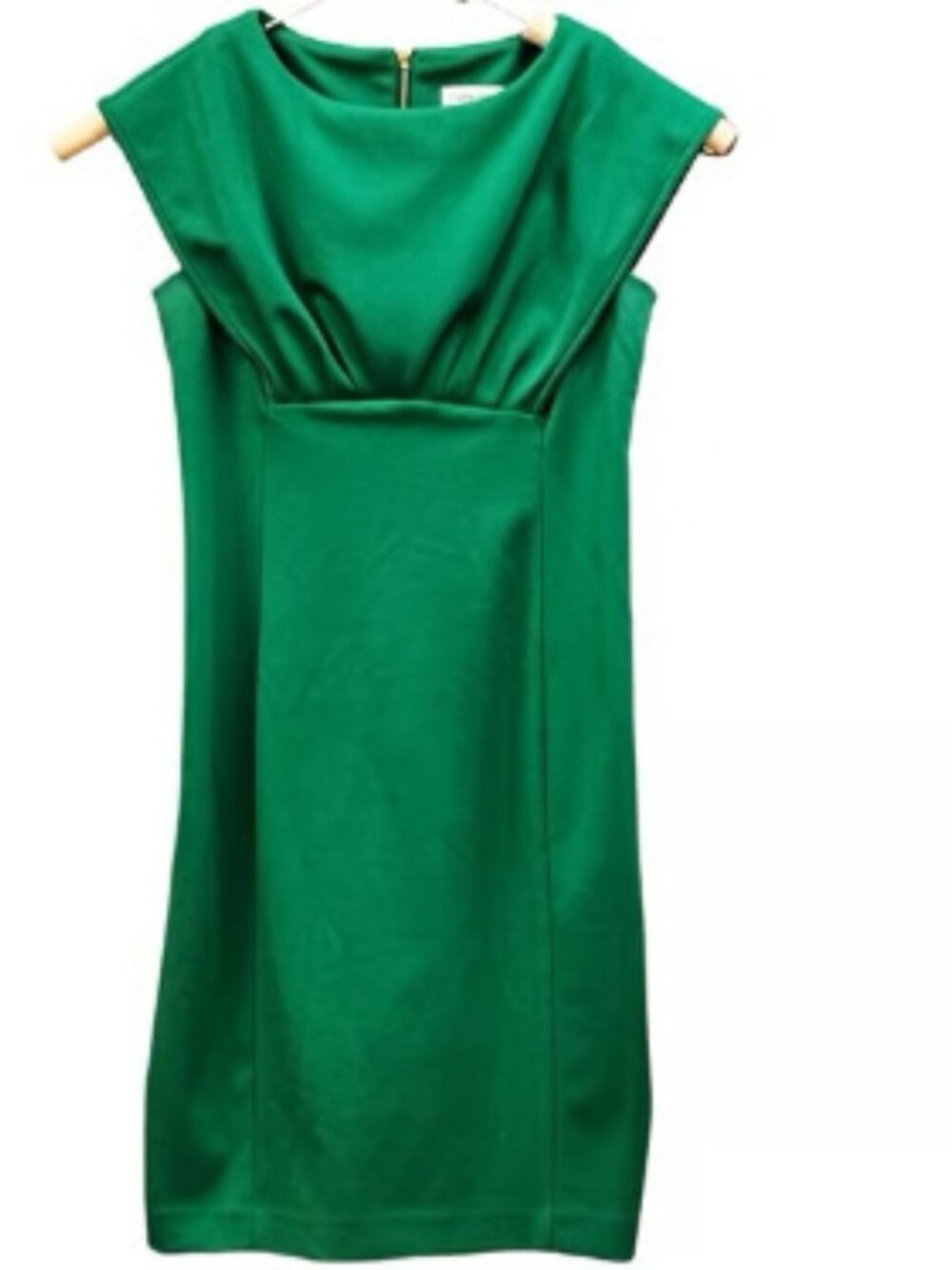 Calvin Klein NEW Green Dress Knee Length Short Sleeve Designer Dress Gold Zip MD